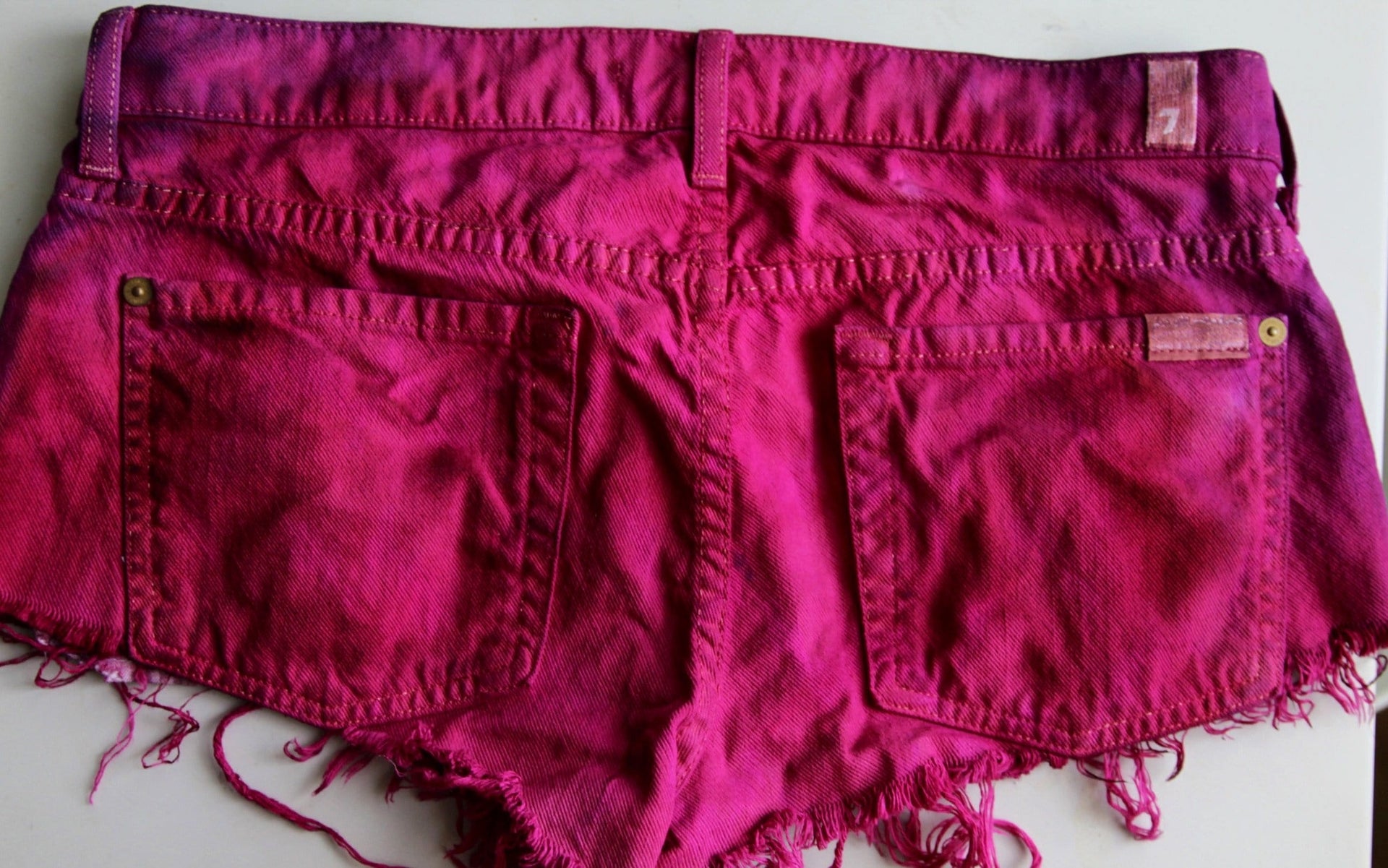 Burgundy Red Dyed Upcycled Denim Shorts