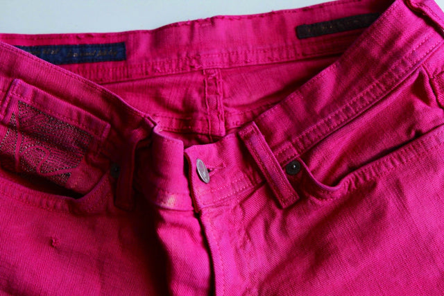 Citizens for humanity upcycled red cut-off denim shorts