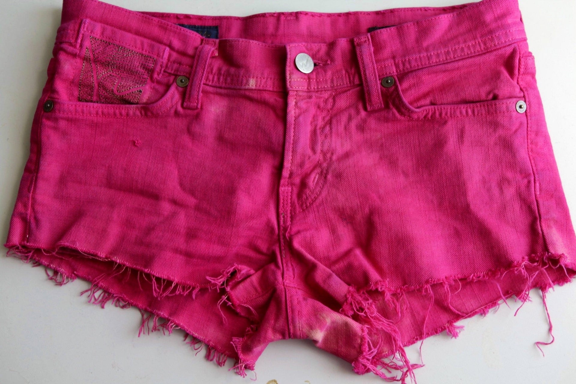Citizens for humanity upcycled red cut-off denim shorts