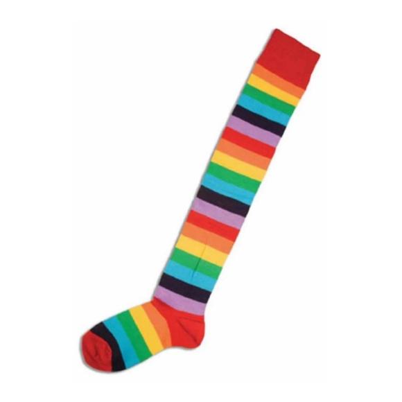 Rainbow Striped Thigh-High Socks - Cali Diamond