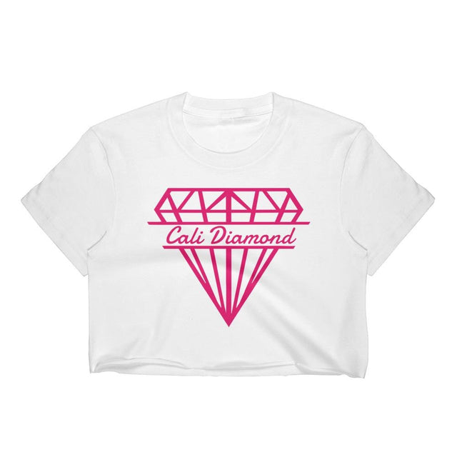 White croptop With Cali pink Logo Women's Crop Top - Cali Diamond